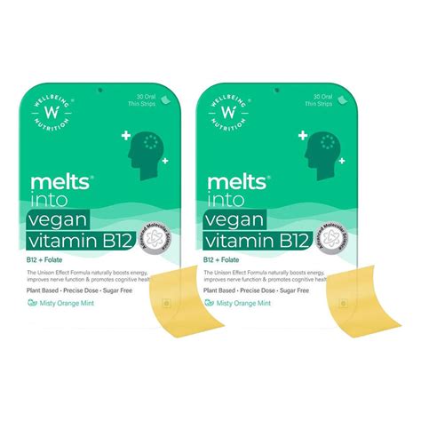 Buy Wellbeing Nutrition Melts Vegan Vitamin B12 + Folate Misty Orange ...