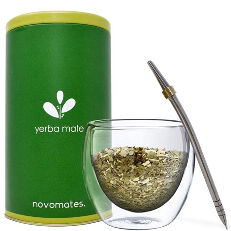 Novomates Double Wall Glass Yerba Mate Cup With Stanley Steel ...