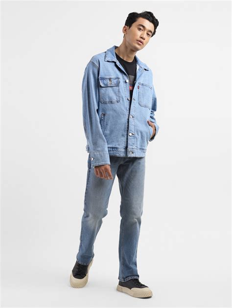 Men's Solid Blue Collar Neck Denim Jacket – Levis India Store