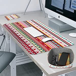 K Kossh Tribal Pattern Felt Desk Combo Pack Desk Mat, Tray Organiser ...
