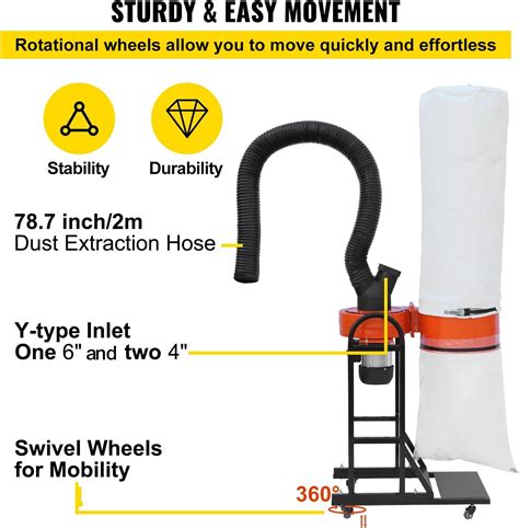 VEVOR 1.5 HP Dust Collector, 716 CFM, Portable India | Ubuy