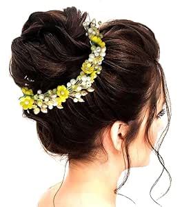 Buy Hair Flare Artificial Small Rose with Metals and Pearls Hair Vein ...