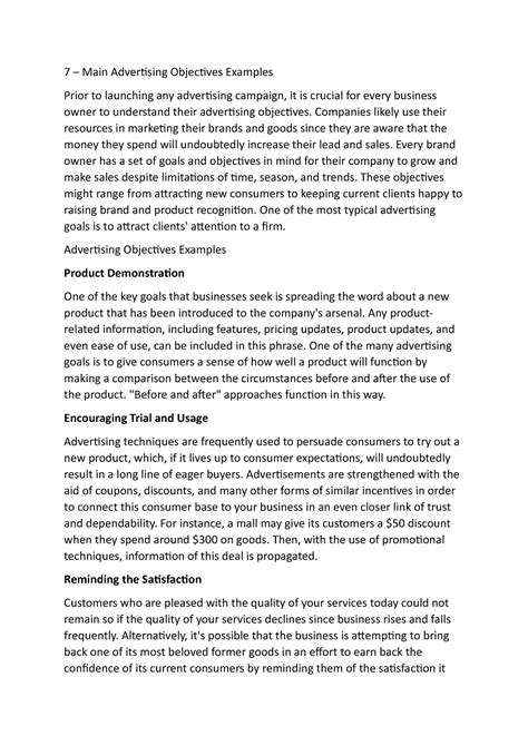 7 – Main Advertising Objectives Examples - 7 – Main Advertising ...