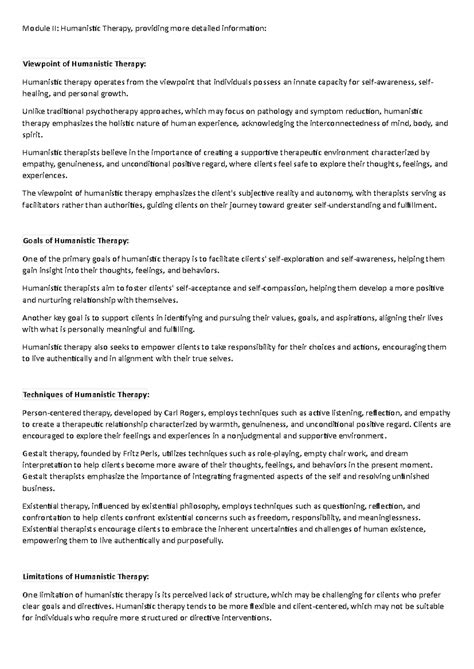 Humanistic pdf - Summary Clinical Psychology - Module II: Humanistic ...
