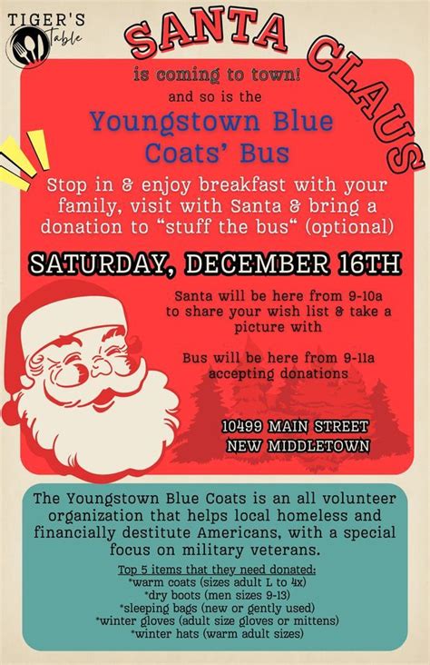 Visit with Santa at Tigers Table, Tiger's Table 10499 Main Street New ...