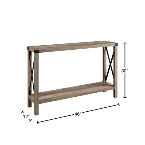 Buy Industrial 46 in. Gray Wash Standard Rectangle Wood Console Table ...