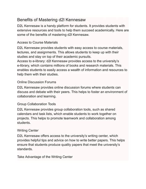 Mastering D2L Kennesaw | PDF