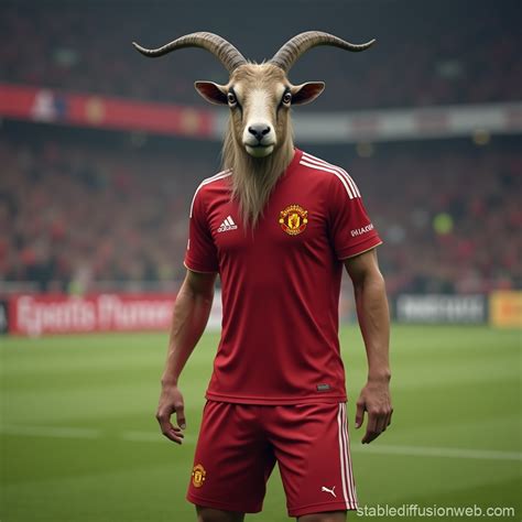 Soccer Player with Goat Head in Red and White Stripes | Stable ...