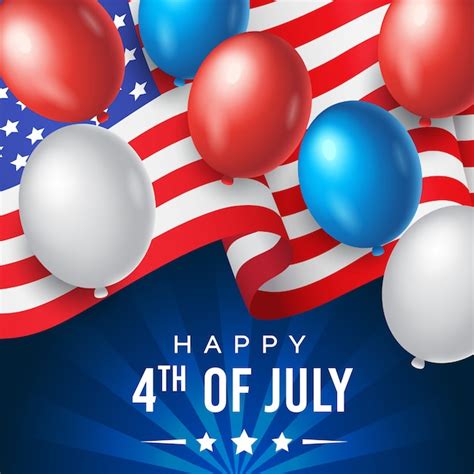 Festa dell'indipendenza degli Stati Uniti con bandiera nazionale e ...