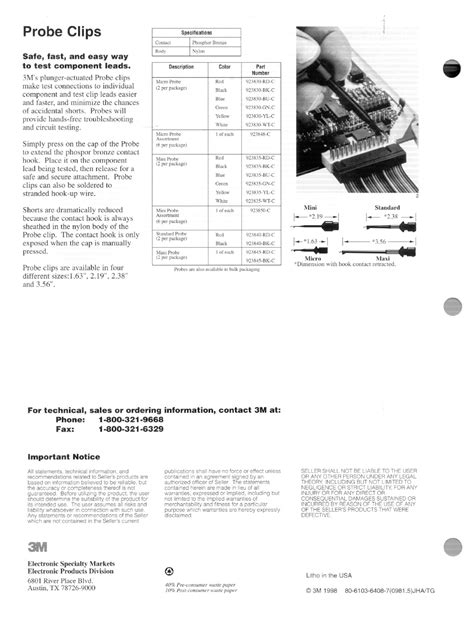 Test Clips and Accessories Brochure Datasheet by 3M | Digi-Key Electronics