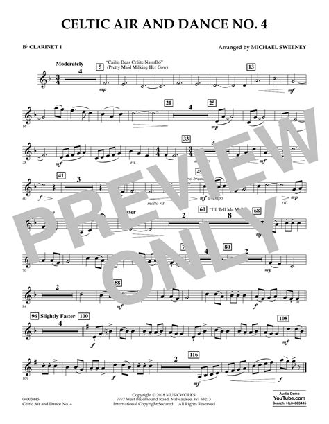 Celtic Air and Dance No. 4 - Bb Clarinet 1 by Michael Sweeney Sheet ...