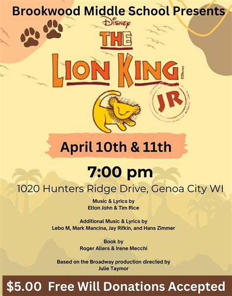 BMS Presents: Disneys The Lion King Jr. , Brookwood Middle, Genoa City ...