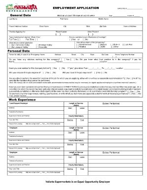 Vallartasupermarkets Employment Applications Online Form - Fill and ...