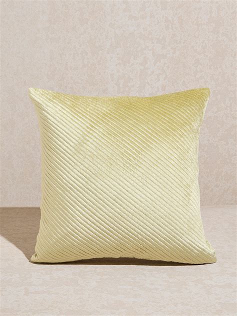 Buy Westside Home Lime Self-Striped Velvet Cushion Cover from Westside