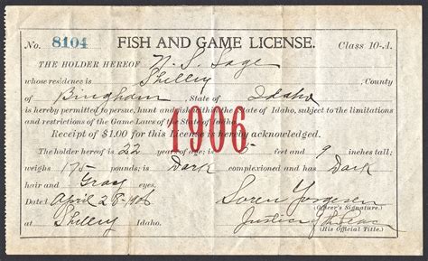 SUB Earliest Hunting & Fishing Licenses - Waterfowl Stamps and More