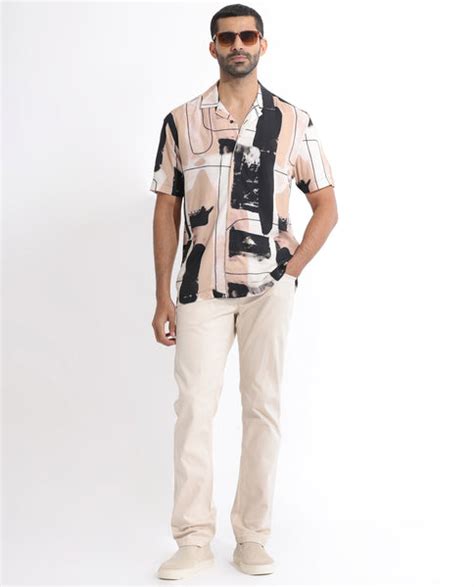 Buy Bexley - Beige Regular Fit Abstract Print Shirt| Rare Rabbit