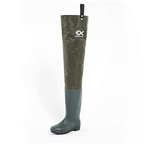 Duck and Fish Green Fishing Wader Hip Boots with Cleated Outsole ...
