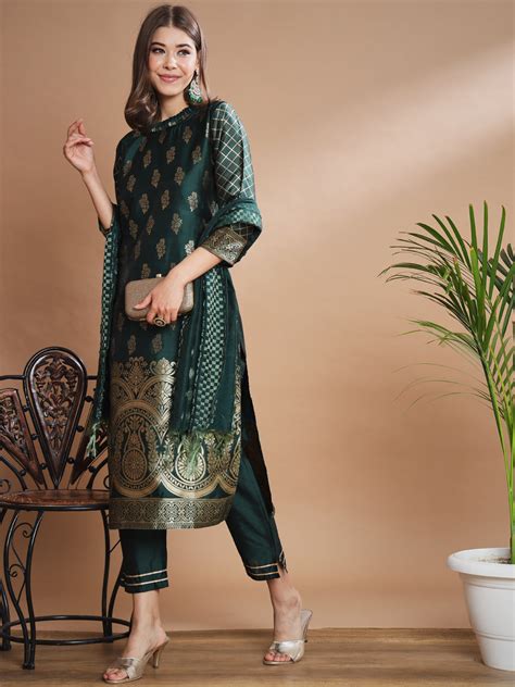 Chandrika Cotton Silk Jacquard Kurta Pant With Banarasi Silk dupatta ...