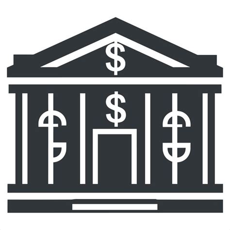 Simple vector icon of a bank building with dollar | Premium Vector