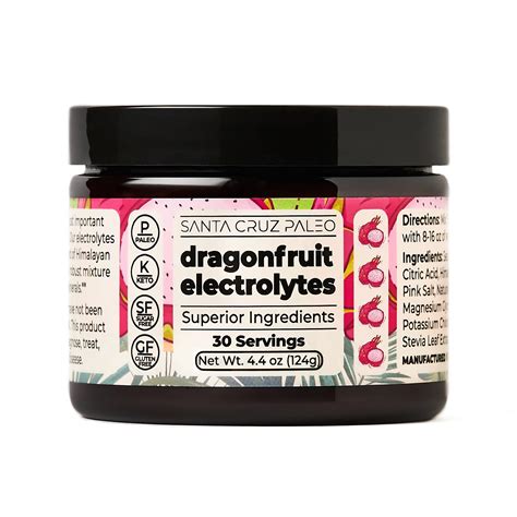 Santa Cruz Paleo Electrolyte Powder, Dragon Fruit Flavor, Sugar Free ...