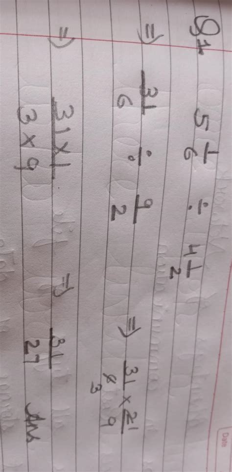 5 1/6 divided by 4 1/2 is equal to - Brainly.in