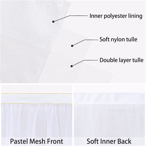 Buy White Tulle Table Skirt for Rectangle Tables 6FT Table Skirting 2 ...