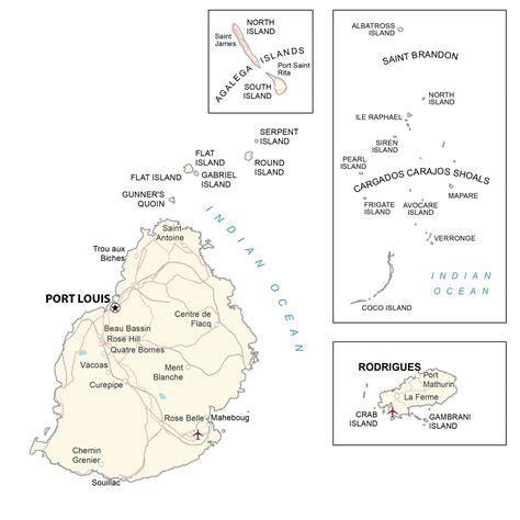 Map of Mauritius - Islands and Roads - GIS Geography