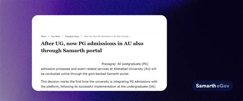 After UG, now PG admissions in AU also through Samarth portal.
