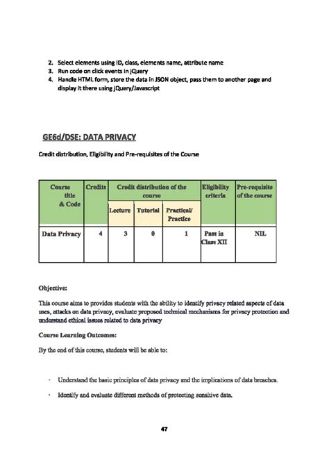 Data Privacy Course Syllabus and Guidelines (Course Code: NIL) - Studocu