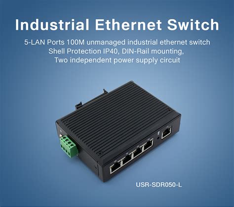 Buy USR-SDR050-L 5-LAN Port 10/100Mbps Rate Industrial Ethernet Switch ...