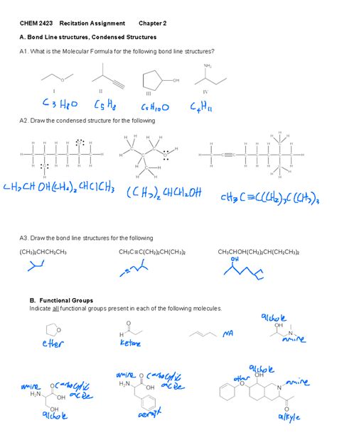 CHEM 2423 Recitation Assignment: Molecular Representation & Structures ...