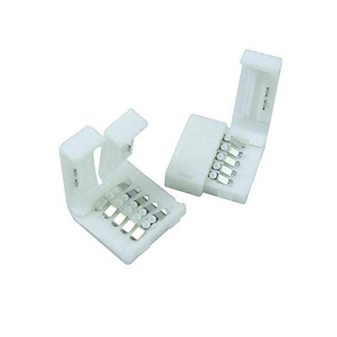SJT® 5 * 5pin Solderless L Shape Connectors RGBW Connectors for 10mm ...