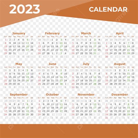 2023年台历全年表 模板A型 免费下载 - 日历精灵