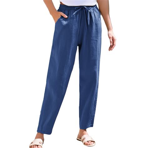 Huankd Petite Pants For Women Linen Pants Women Petite Straight Leg ...