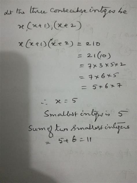If the product of the 3 consecutive integers is 210 then sum of the 2 ...