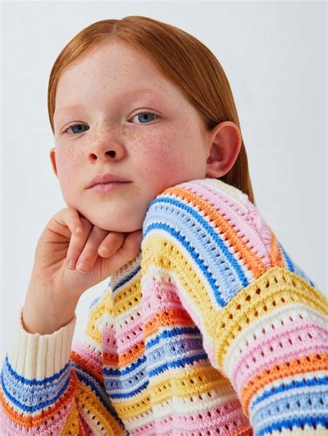 John Lewis Kids' Stripe Crochet Jumper, Multi