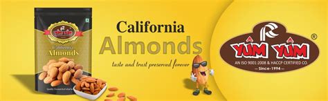 YUM YUM 100% Natural Raw California Almonds Badam Giri 500g | Dry Fruit ...