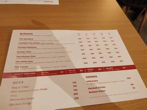 Menu at Flipside Burgers, Chennai, Old no 103B