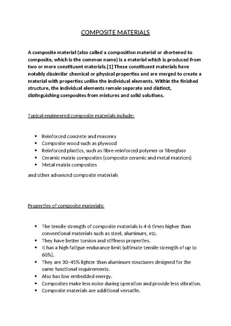 Composite Materials - Comprehensive Lecture Notes on Properties and ...