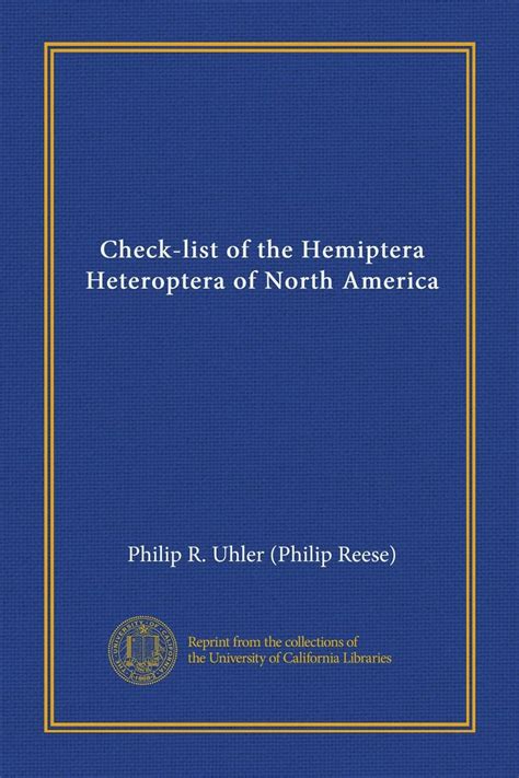 Check-list of the Hemiptera Heteroptera of North America (Vol-1 ...