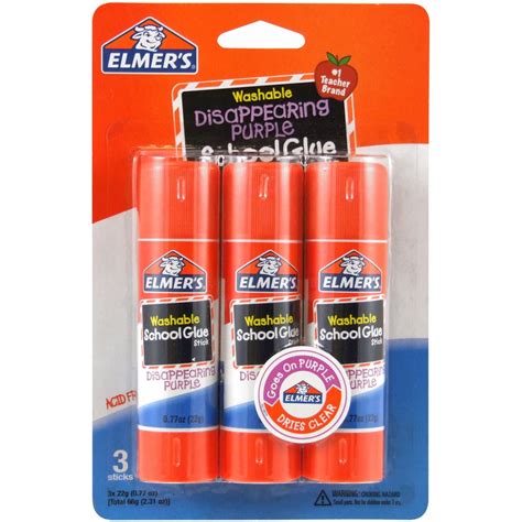 Elmer's Giant Disappearing Purple Washable School Glue Sticks, 0.77 oz ...