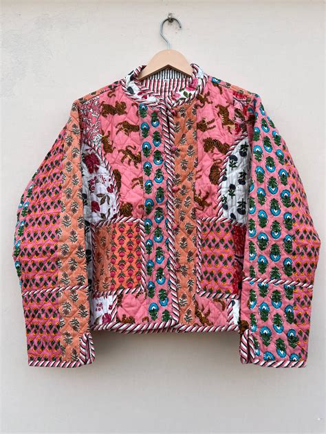 Blush Bloom Patchwork Quilt Jacket – Kantha & Fabric