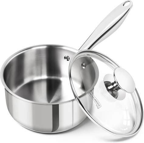 Amazon.com: MICHELANGELO 1.5 Quart Saucepan with Lid, Triply Thick ...