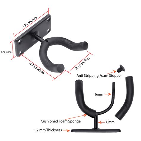 Buy Tone Vault Audio & Media Guitar Wall Mount (2 Pack), Black Metal ...