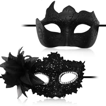 TecoKart® 2Pcs Black Masquerade Masks for Women and Men, Elegant Hollow ...