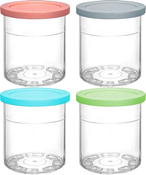 Amazon.co.jp: Ice Cream Pint Container, 4 Ice Cream Cups with Lids, Ice ...