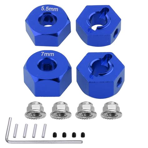 Buy FriHobby Aluminum Wheel Hex Hubs Adapter & Wheel Locknuts for ...