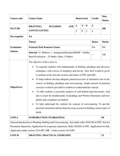 SLCL356 Drafting, Pleading AND Conveyancing - Course code Course Name ...