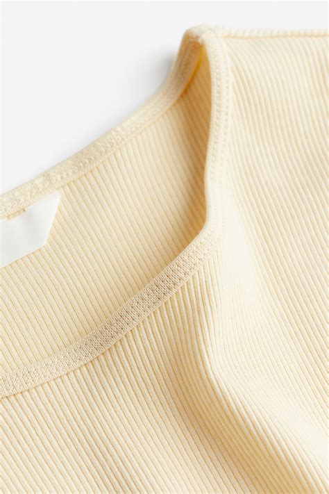 Women's Pale yellow Ribbed T-shirt | H&M IN