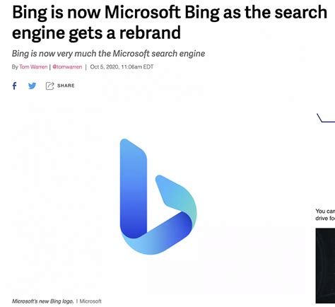 Microsoft：Bing 搜索引擎更名至Microsoft Bing，将在Microsoft Edge、365及Windows 10等提供 ...
